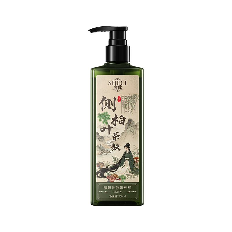 SY10815 SHECI奢此侧柏叶茶麸养发洗发水 300ml（绿色草本古风款）